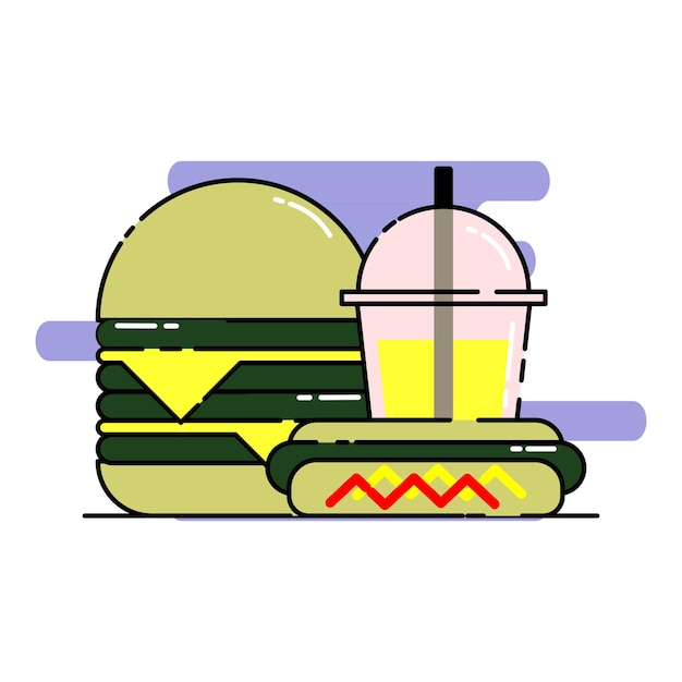 Vibrant Geometric Burger and Drink Illustration | Jiffy Designs