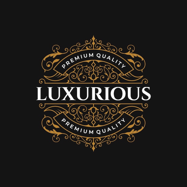 Elegant Golden Flourish Emblem with 'Luxurious' Text | Jiffy Designs