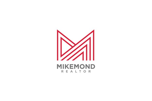 Elegant Interlocking M Symbol in Bold Red Geometric Design | Jiffy Designs
