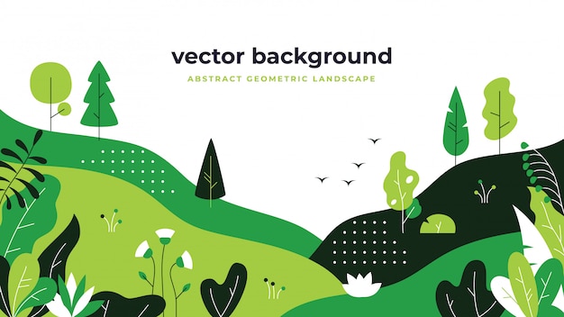 Vibrant Green Nature Landscape Vector Illustration | Jiffy Designs