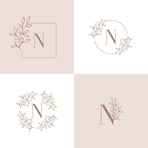 Elegant Nature-Inspired Monogram Collection Featuring the Letter N ...