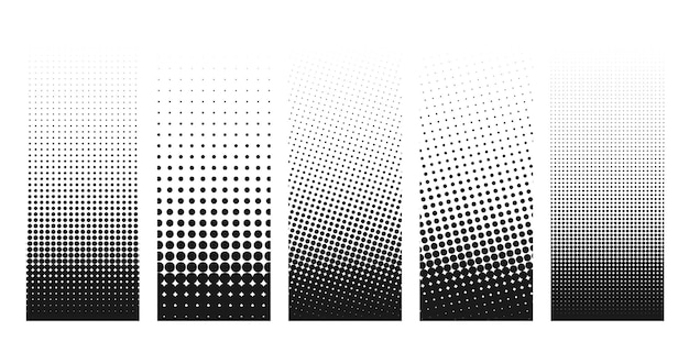 Black and White Halftone Dot Gradient Panels Set | Jiffy Designs