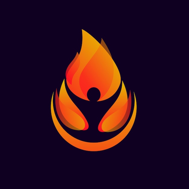 Vibrant Flame Silhouette Emblem on Dark Background | Jiffy Designs