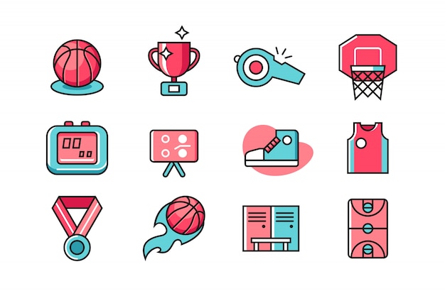 Vibrant Collection of Basketball-Themed Icons and Symbols | Jiffy Designs