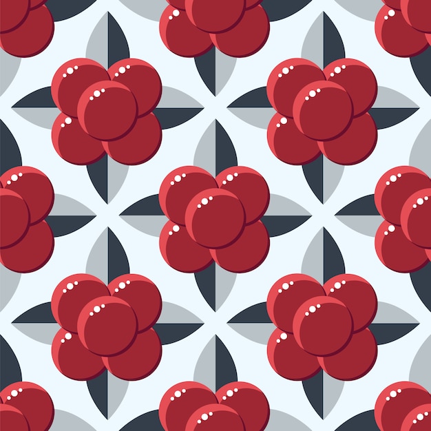 Vibrant Floral Pattern with Striking Red Blooms | Jiffy Designs
