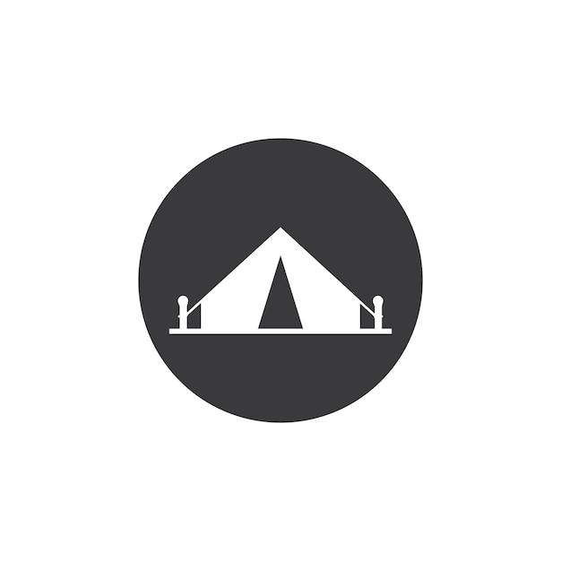 Minimalist Camping Tent Icon in Black Circle | Jiffy Designs