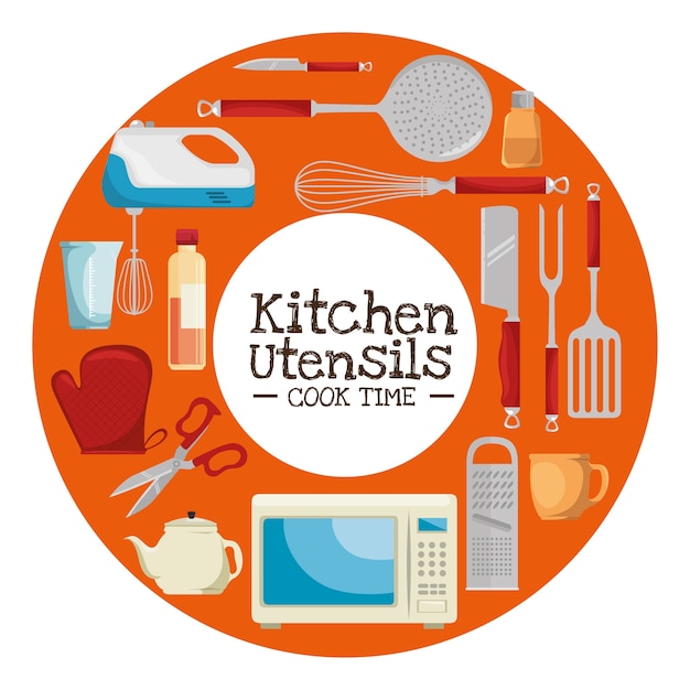 Kitchen Utensils Illustration with Cooking Items and Text | Jiffy Designs