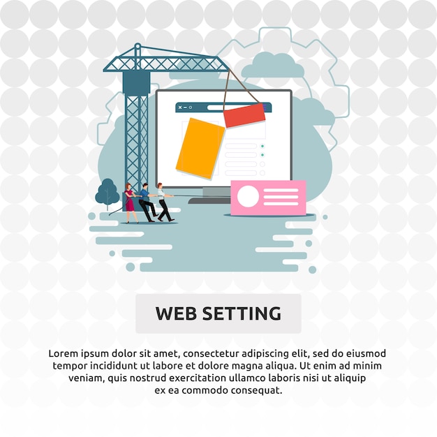 Illustrated Web Development and Configuration Scene with Crane | Jiffy ...