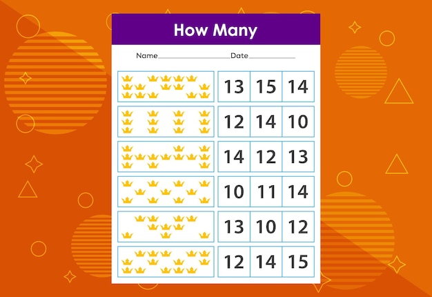 Vibrant Counting Worksheet Featuring Crown Symbols | Jiffy Designs