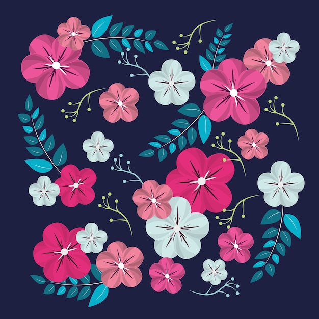 Vibrant Floral Pattern with Delicate Blooms and Leaves | Jiffy Designs