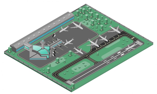 Detailed Isometric Illustration of a Modern Airport Terminal | Jiffy ...