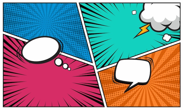 Vibrant Comic Book Panels with Expressive Speech Bubbles | Jiffy Designs