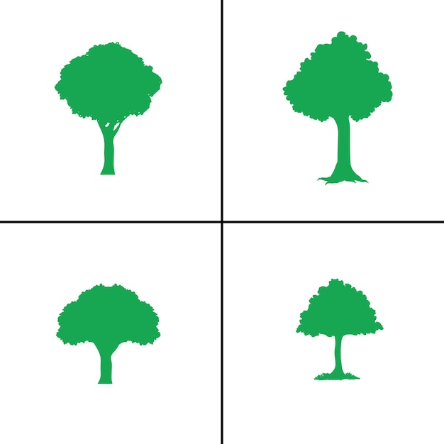 Simple Green Tree Silhouettes in Minimalist Style | Jiffy Designs