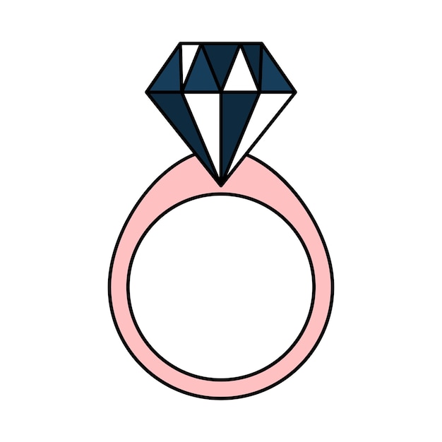 Elegant Geometric Diamond Engagement Ring Illustration | Jiffy Designs