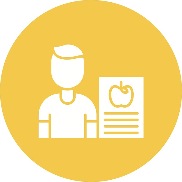 Stylized Student Icon with Apple Document | Jiffy Designs