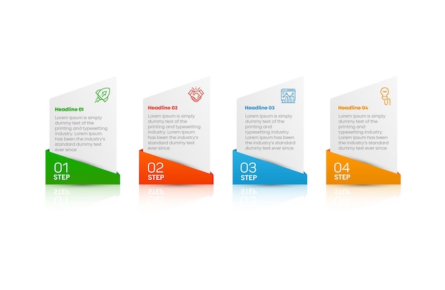 Colorful Infographic Stages with Numbered Icons and Descriptions ...