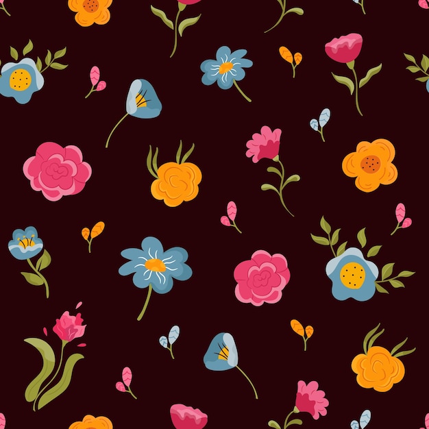Vibrant Floral Pattern with Colorful Blooms and Butterflies | Jiffy Designs