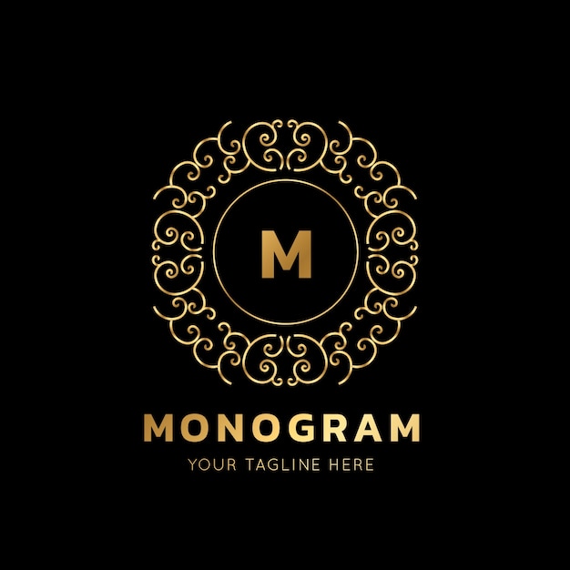 Elegant Monogram Logo with Ornate Golden Flourishes and Initial | Jiffy ...