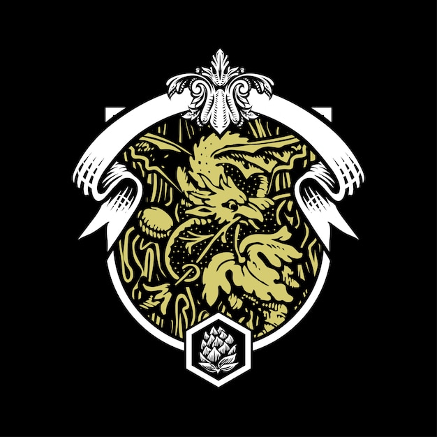 Majestic Golden Dragon Emblem on Elegant Crest | Jiffy Designs