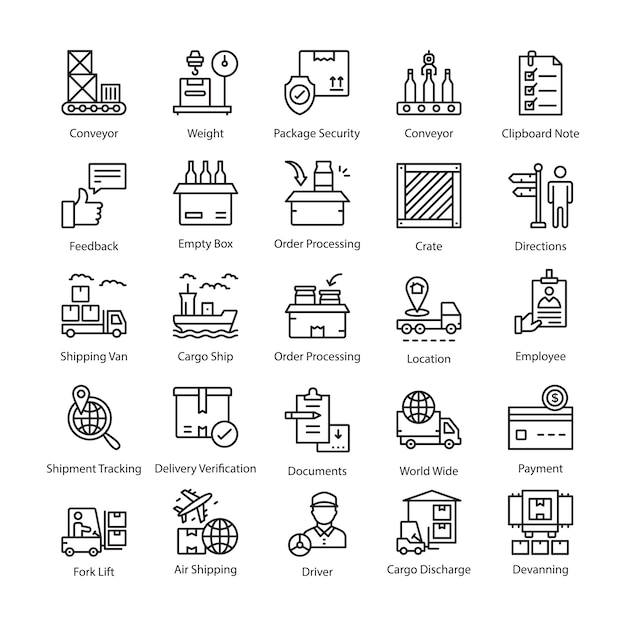Comprehensive Set of Logistical and Operational Icons for Business ...