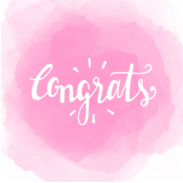 Celebratory Handwritten Lettering on Vibrant Pink Watercolor Backdrop ...