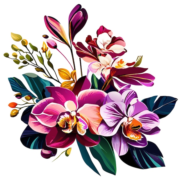 Vibrant Floral Bouquet with Orchids and Foliage | Jiffy Designs