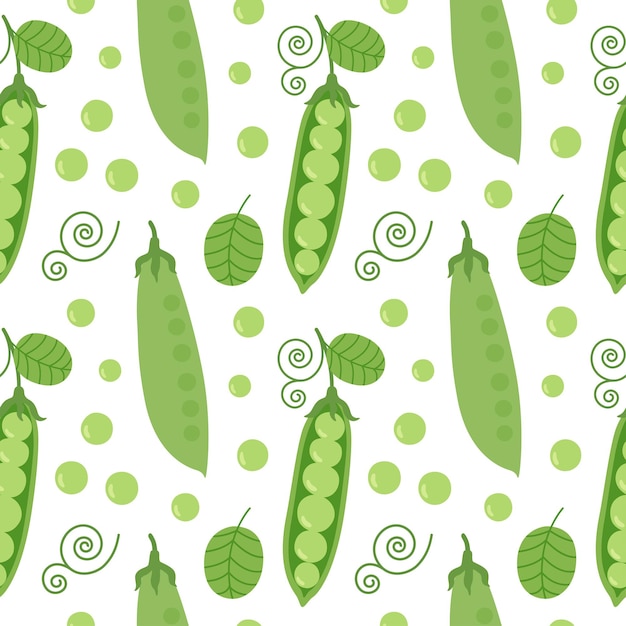 Vibrant Green Peas and Leaves Seamless Pattern | Jiffy Designs
