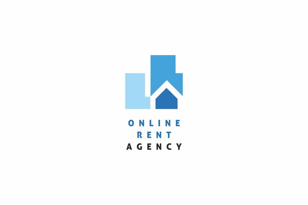 Stylized Blue Buildings Logo for Online Rental Agency | Jiffy Designs