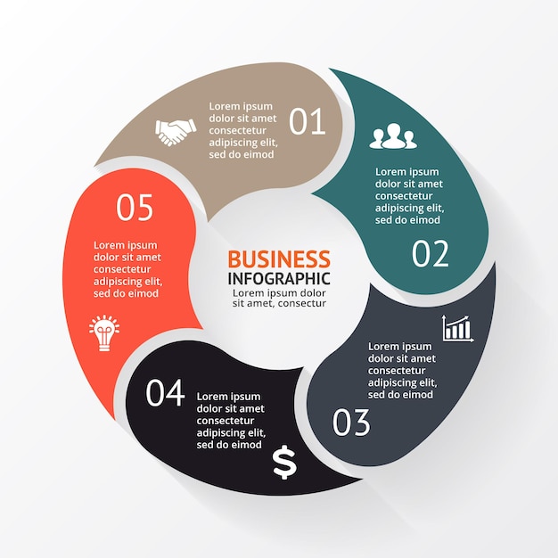 Vibrant Business Infographic with Circular Elements and Icons | Jiffy ...