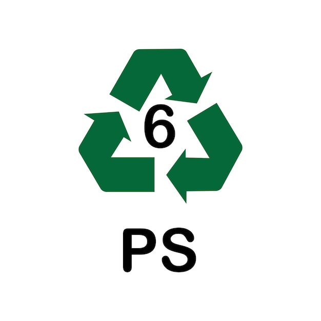 Recycling Symbol with the Number 6 and 'PS' Text | Jiffy Designs