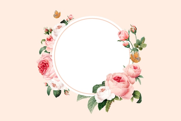Elegant Floral Frame with Vibrant Roses and Delicate Blooms | Jiffy Designs