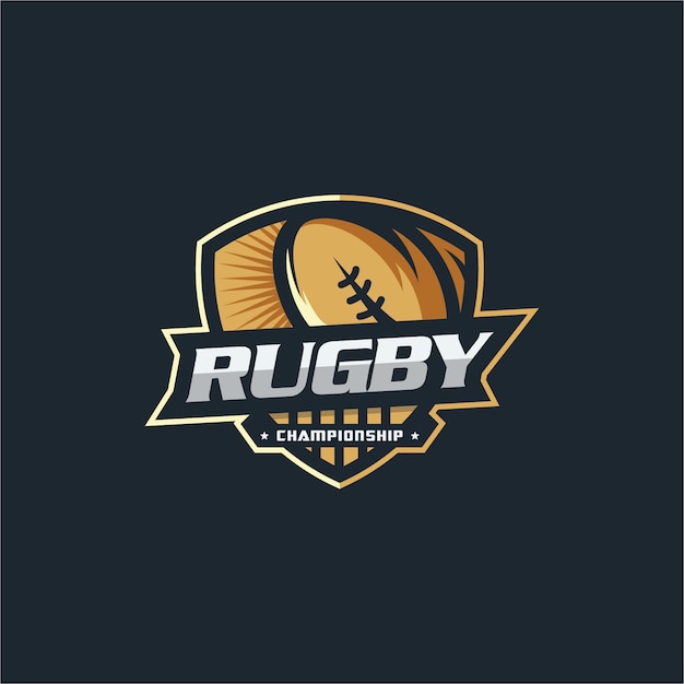 Rugby Ball Crest with Wings and Banner Emblem Design | Jiffy Designs