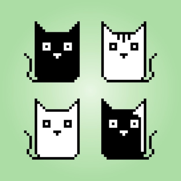 Charming Pixel Art Cats Collection on Vibrant Green Background | Jiffy ...