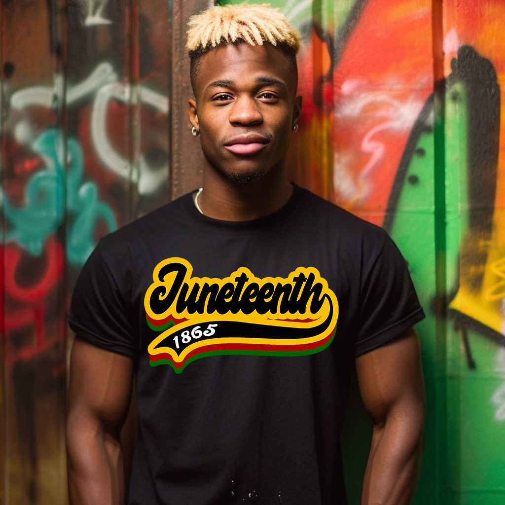 'Juneteenth 1865' Bold Retro Script with Vibrant Pan-African Colors ...