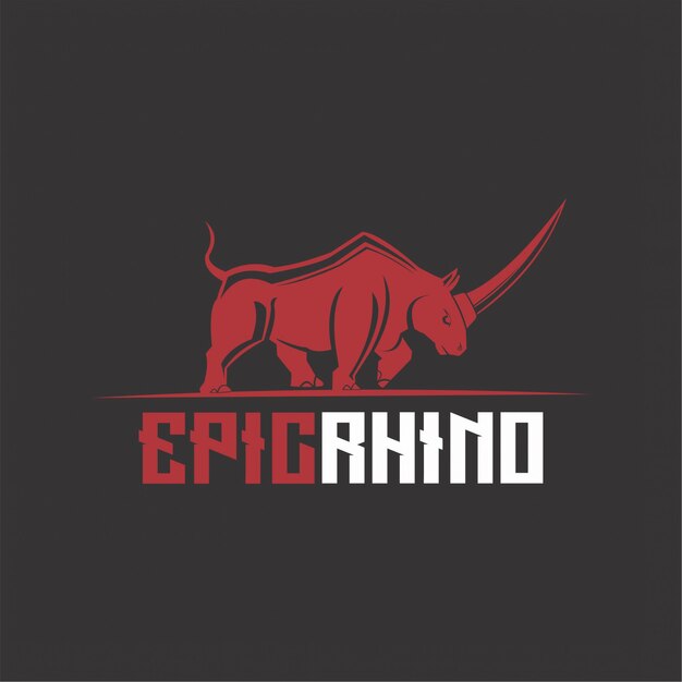 Fierce Crimson Rhino Silhouette with Bold Lettering | Jiffy Designs