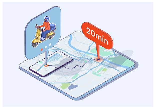 Vibrant Scooter Rider on Detailed City Map Navigation | Jiffy Designs