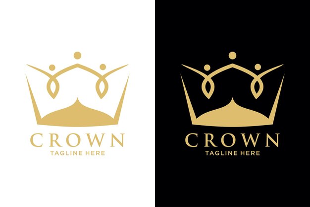 Elegant Golden Crown with Stylized People Silhouettes | Jiffy Designs