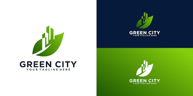Green City Environmental Logo with Leaf and Buildings | Jiffy Designs