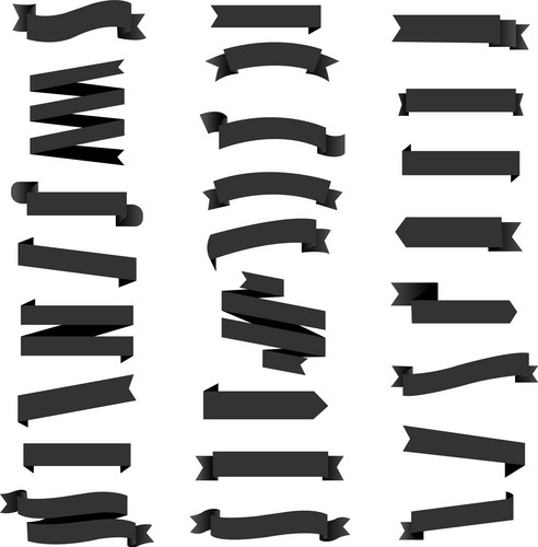 Black Ribbon Set In Isolated White Background, Vector Illustration ...