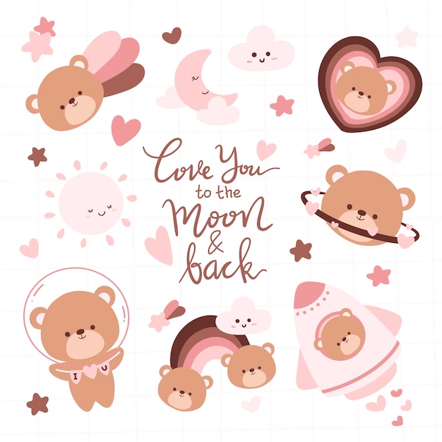 Adorable Teddy Bears Reaching for the Starry Moon and Back | Jiffy Designs