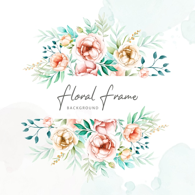 Elegant Watercolor Floral Frame with Blooming Roses | Jiffy Designs