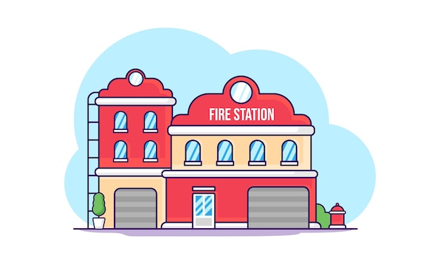 Vibrant Red Fire Station with Distinctive Architecture | Jiffy Designs