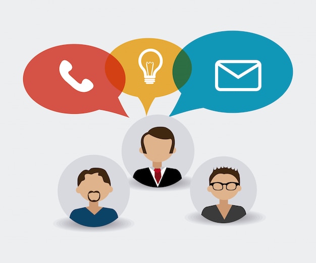 Vibrant Communication Icons with Diverse User Avatars | Jiffy Designs