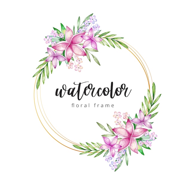 Vibrant Watercolor Floral Wreath with Golden Frame | Jiffy Designs