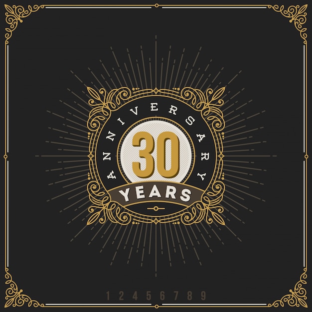 Elegant 30th Anniversary Emblem with Radiant Golden Sunburst | Jiffy ...