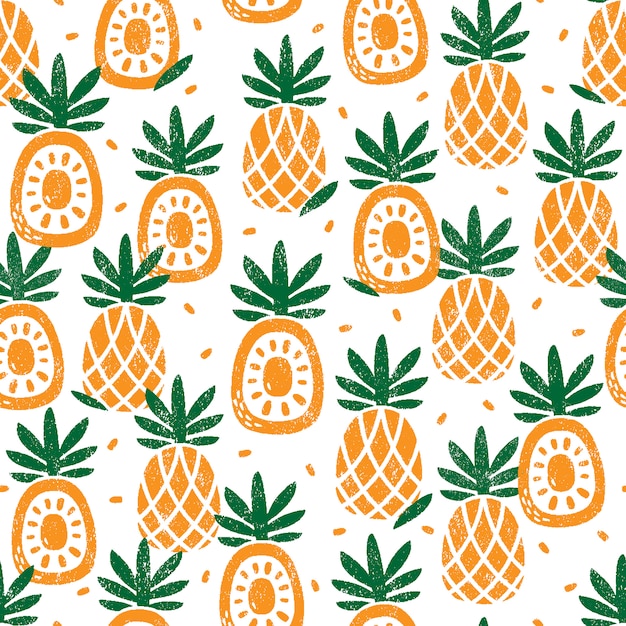 Pineapple and Cannabis Leaf Seamless Pattern Illustration | Jiffy Designs