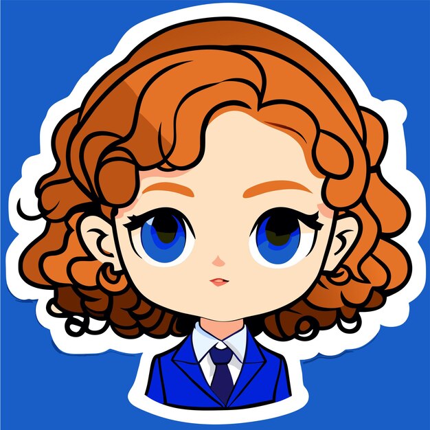 Charming Chibi-Style Portrait of a Curly-Haired Student | Jiffy Designs