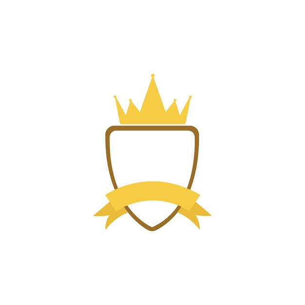 Regal Golden Crown Emblem with Ribbon Banner | Jiffy Designs