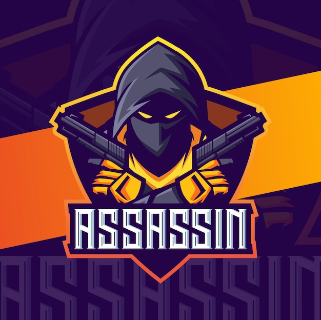 Mysterious Hooded Assassin with Crossed Daggers Emblem | Jiffy Designs
