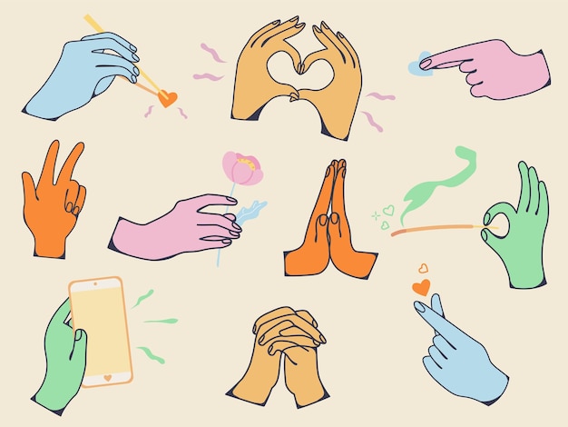 Vibrant Hands Expressing Diverse Emotions and Gestures | Jiffy Designs